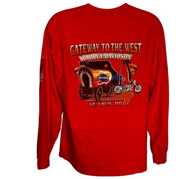 Harley-Davidson Other - Harley-Davidson Orange Long Sleeve Graphic Shirt XL St. Louis MO Vintage
